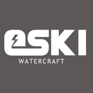 eSki company logo, bold white lettering on a dark gray background